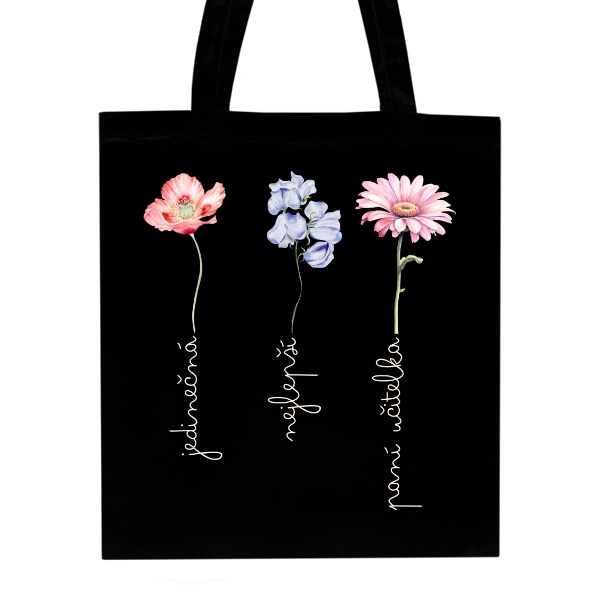 Nákupní taška unisex s potiskem Jedinečná nejlepší paní učitelka s květinami