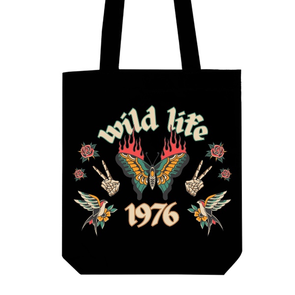 Taška z bio bavlny s potiskem Wild life 1976